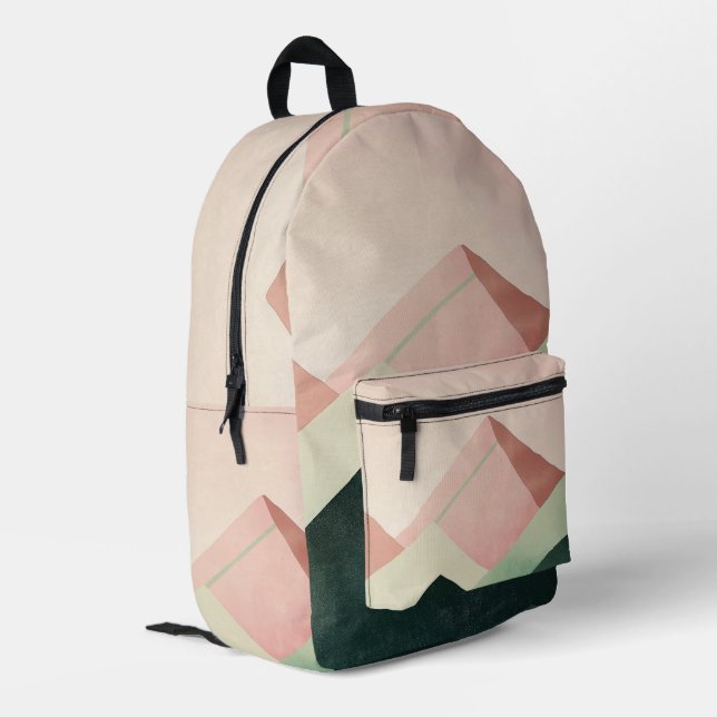 Pastel Ridge – Geometric Mountain Landscape #1 Printed Backpack (Back Corner Left)