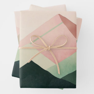 Pastel Ridge – Geometric Mountain Landscape #1 Wrapping Paper Sheets