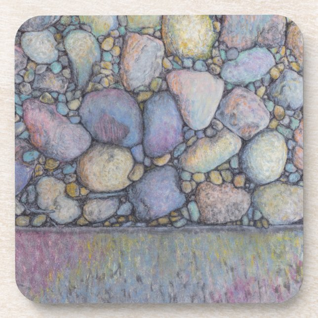 Pastel River Rock and Pebbles Beverage Coaster (Front)