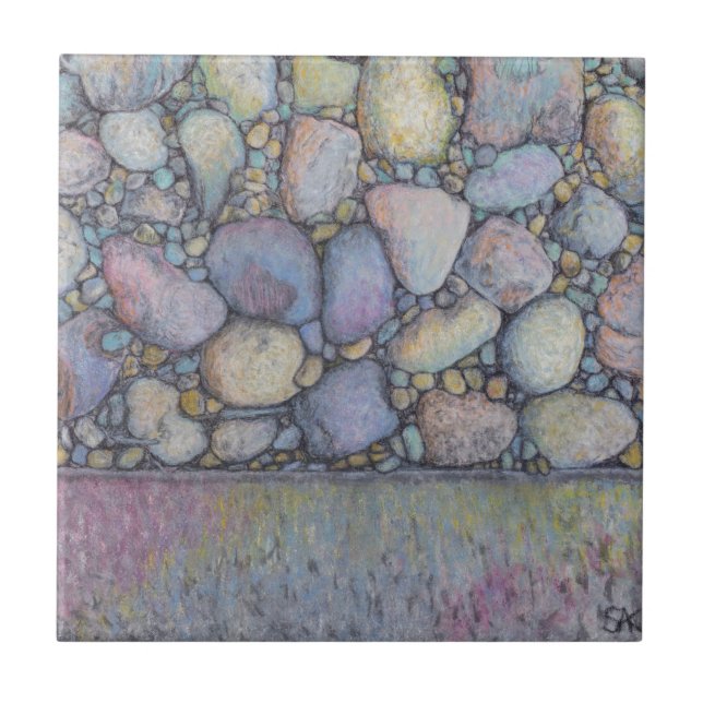 Pastel River Rock and Pebbles Ceramic Tile (Front)