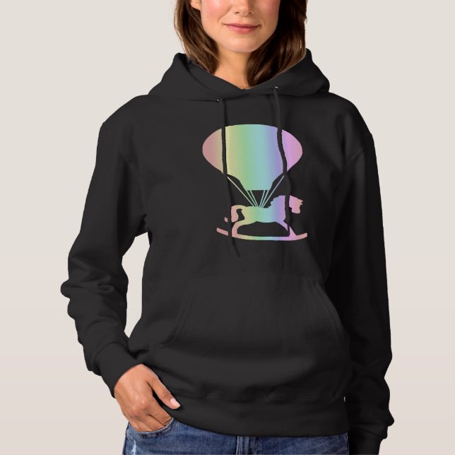 Pastel Rocking Horse Kids Nursery Hot Air Balloon Hoodie (Front)