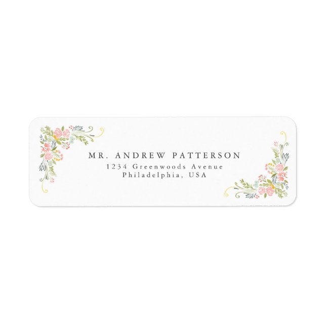 Pastel Rococo Garden Floral Wedding  Label (Front)