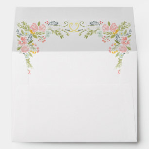 Pastel Rococo Garden Ornate Floral Wedding Envelope