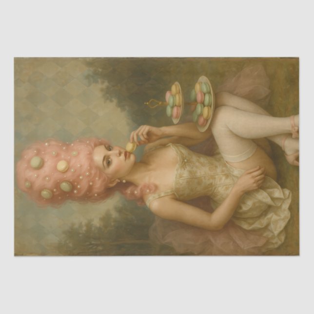 Pastel Rococo Macaron Muse – Whimsical French  Tissue Paper (Front)