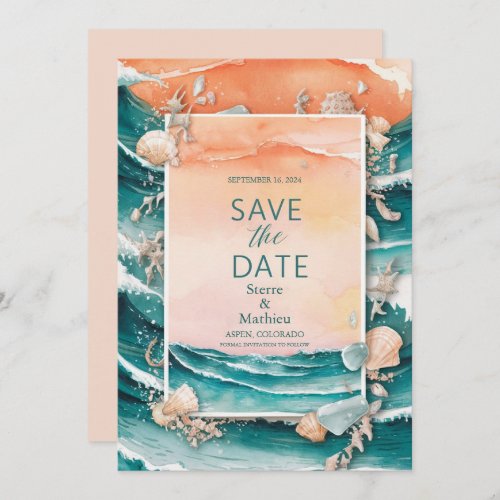 Pastel Romance Beach Wedding Save The Date