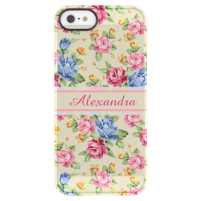Pastel Romantic blossom Pink, Red, Blue Roses name Uncommon iPhone Case (Back)