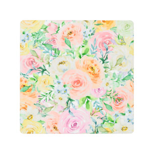 Pastel romantic garden metal print