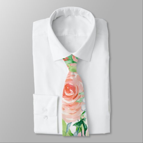 Pastel romantic garden neck tie