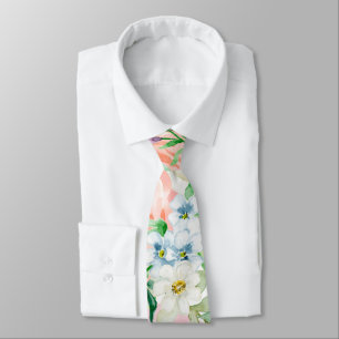 Pastel romantic garden neck tie
