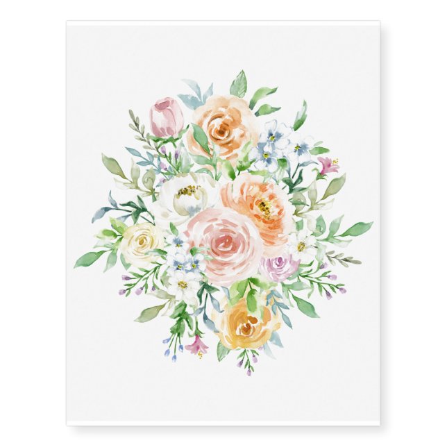 Pastel romantic garden temporary tattoos (Front)