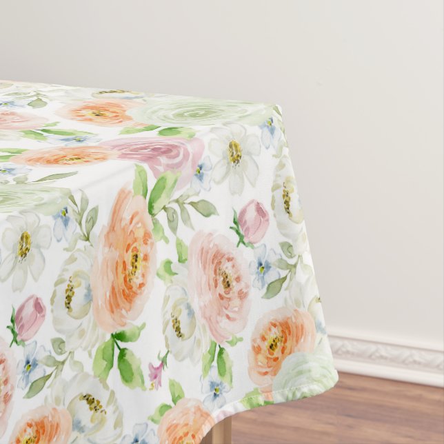 Pastel Romantic Roses Pattern Tablecloth (In Situ)