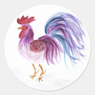 Pastel Rooster by EelKat Classic Round Sticker