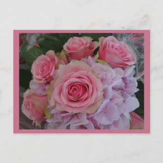 Pastel Rose and Hydrangea Flowers DIY Postcard