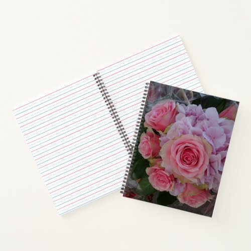 Pastel Rose and Hydrangea Flowers Notebook