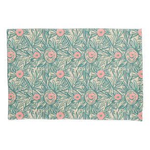 Pastel Rose & Botanical Greenery Pattern Pillow Case