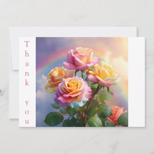Pastel Rose Bouquet  Thank You Card