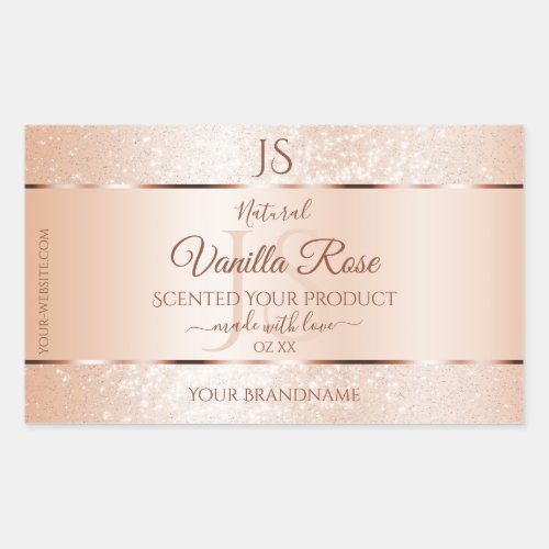 Pastel Rose Coral Glitter Initials Product Labels
