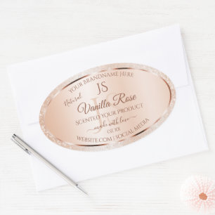 Pastel Rose Coral Glitter Initials Product Labels