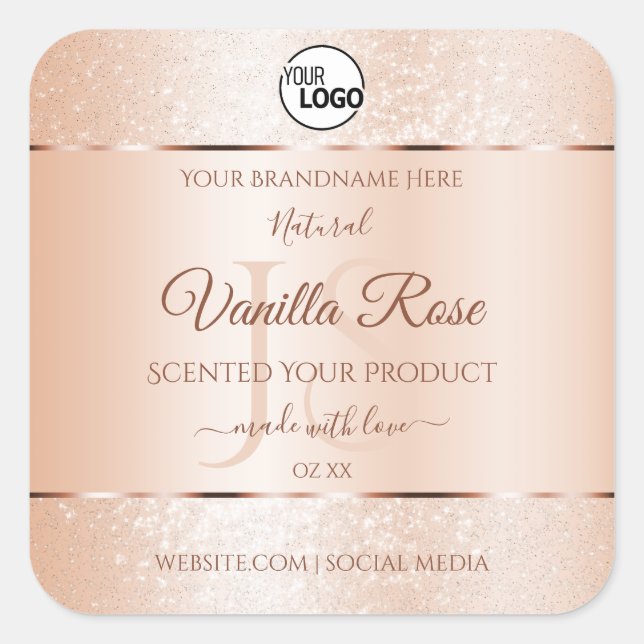Pastel Rose Coral Product Labels Initials Add Logo (Front)