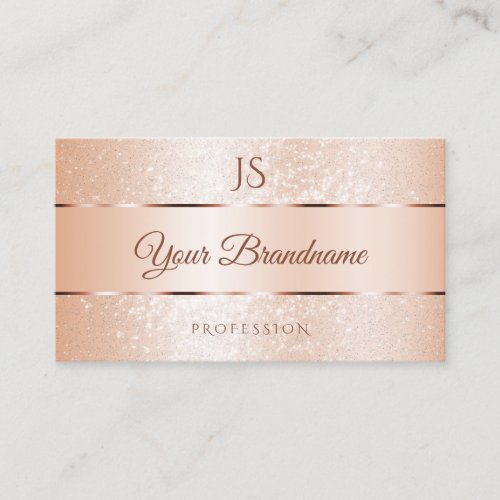 Pastel Rose Coral Sparkling Glitters with Initials Business Card