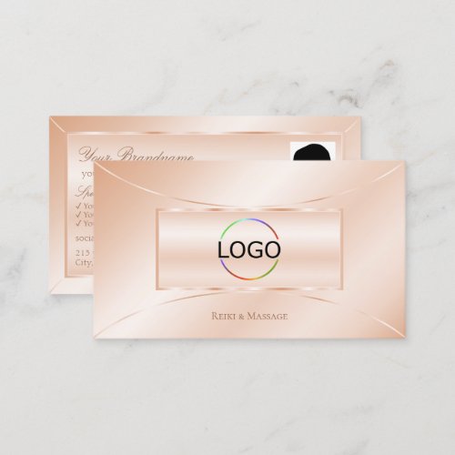 Pastel Rose Coral with Logo and Photo Eye Catching Business Card