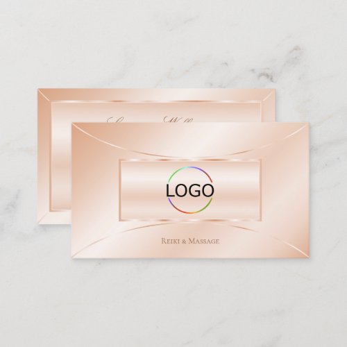 Pastel Rose Coral with Logo Elegant and Luxurious Business Card