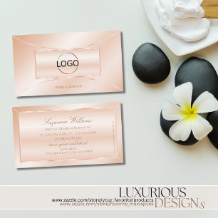 Pastel Rose Coral with Logo Elegant and Luxurious Business Card