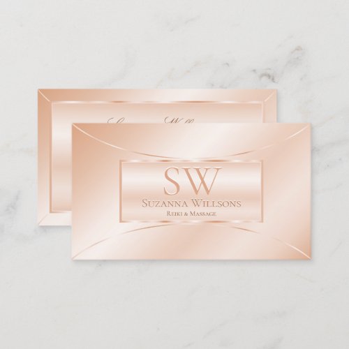 Pastel Rose Coral with Monogram Elegant and Modern Business Card