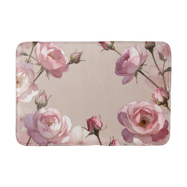 Pastel Rose Elegance Bath Mat (Front)
