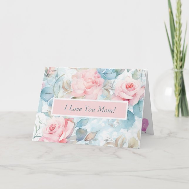 Pastel Rose Embrace Personalized Mother's Day Card (Front)