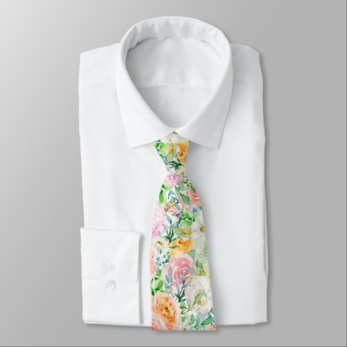 Pastel Rose Garden Neck Tie