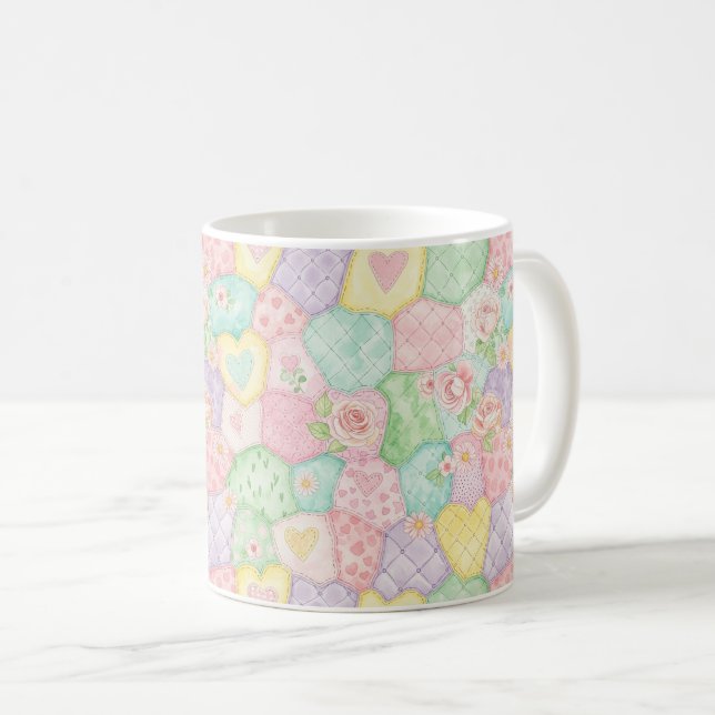 Pastel Rose Garden Pattern Coffee Mug (Front Right)
