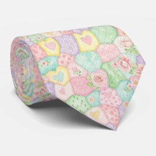 Pastel Rose Garden Pattern Neck Tie
