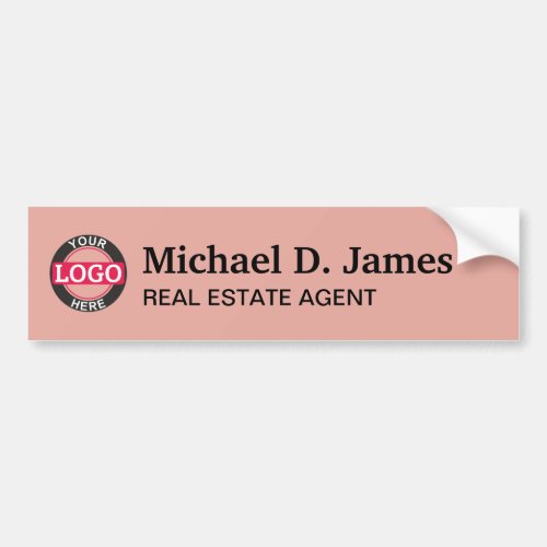 Pastel Rose Gold Add Logo Desk Name Plate Bumper Sticker