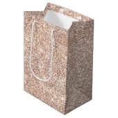 Pastel Rose Gold Glitter Stylish Medium Gift Bag (Front Angled)