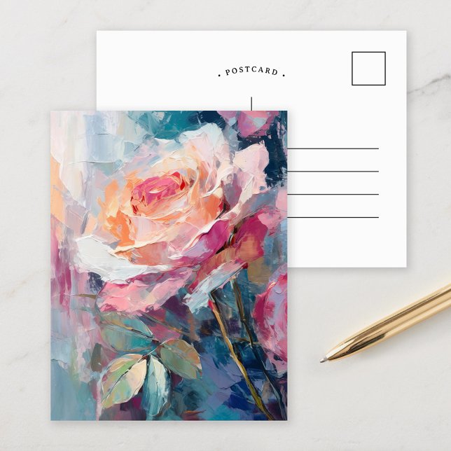 Pastel Rose Modern Abstract Painting  Postcard (Creator Uploaded)