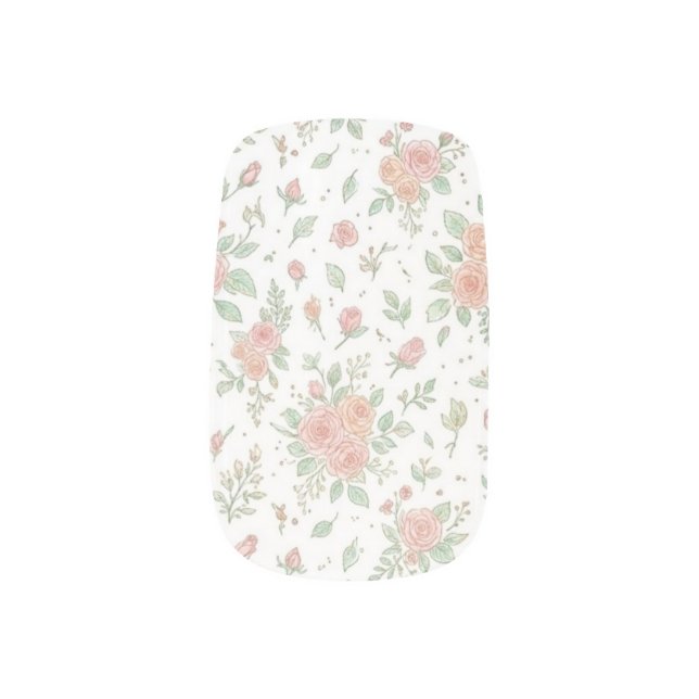 Pastel Rose Nail Art Decal Pattern (Left Thumb)