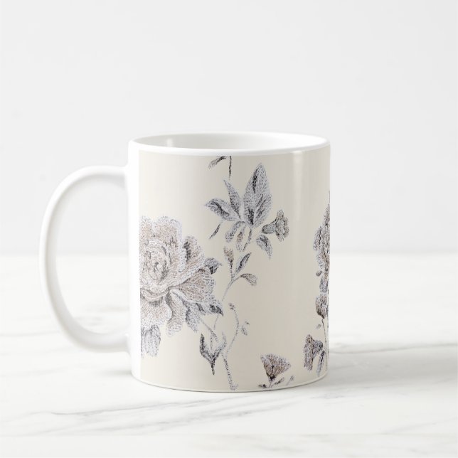 Pastel rose pattern coffee mug (Left)