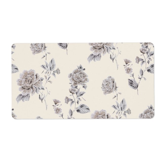 Pastel rose pattern label (Front)