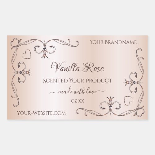 Pastel Rose Pink Product Labels Ornate Corners