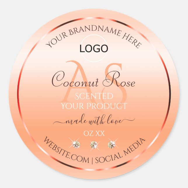 Pastel Rose Salmon Product Label Monogram and Logo (Front)