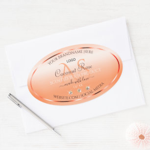 Pastel Rose Salmon Product Label Monogram and Logo