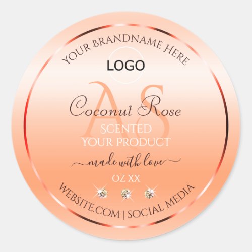 Pastel Rose Salmon Product Label Monogram and Logo