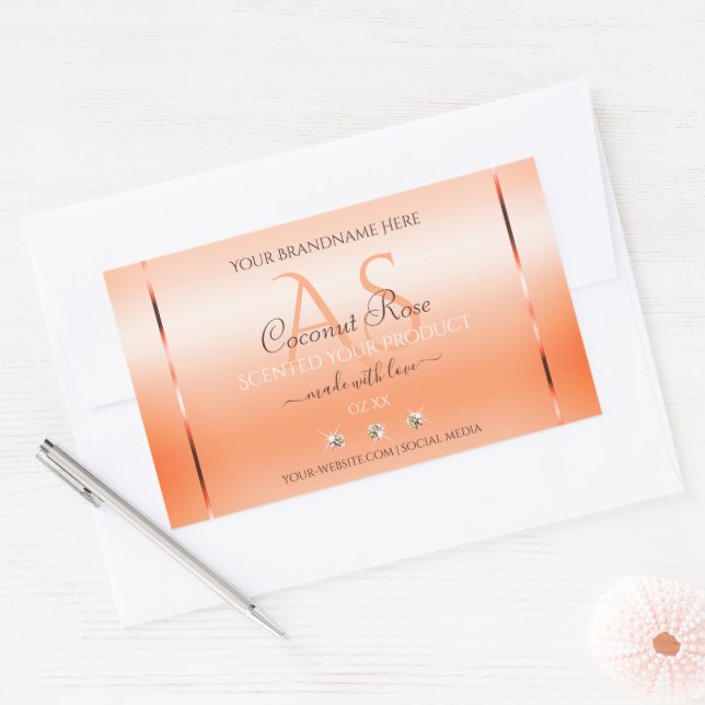 Pastel Rose Salmon Product Labels Jewels Monogram (Envelope)