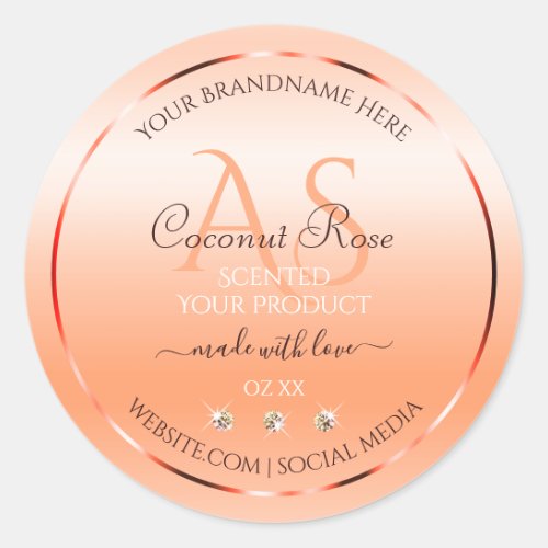 Pastel Rose Salmon Product Labels Jewels Monogram