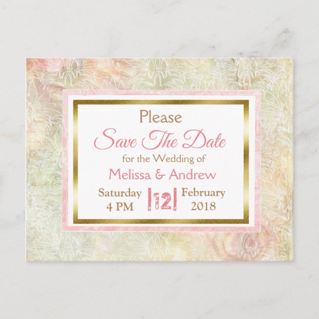Pastel Rose Save the Date Wedding Postcards (Front)