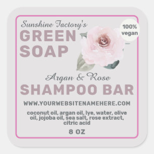 Pastel Rose Shampoo Bar Label