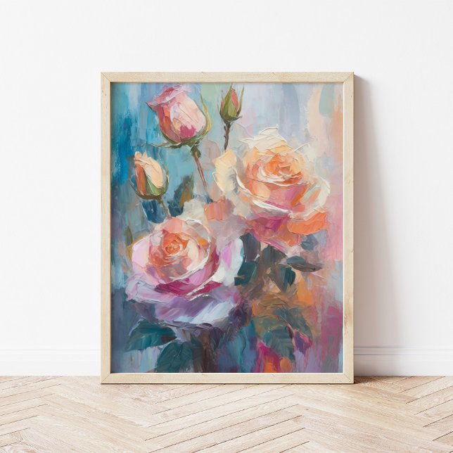 Pastel Roses Modern Abstract Floral Art Poster (Creator Uploaded)