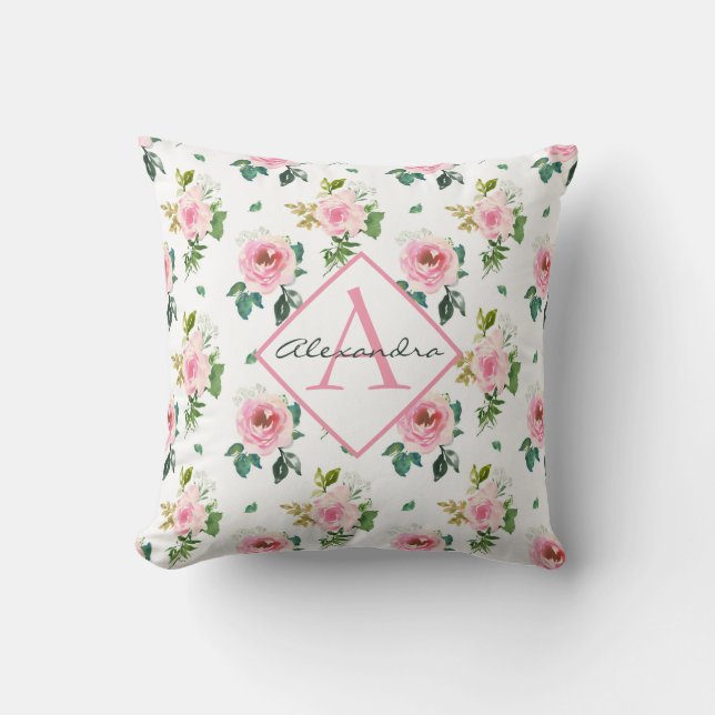 Pastel Roses Throw Pillow (Front)