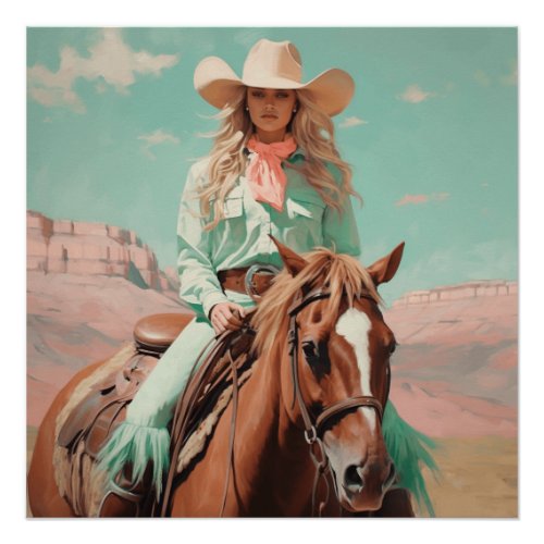 Pastel Roundup  Cowgirl Wall Art